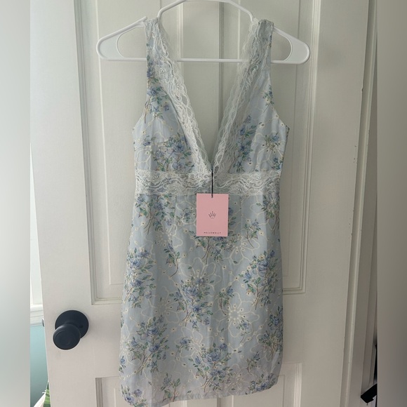 Hello Molly Blue and White Floral Mini Dress - Picture 1 of 3